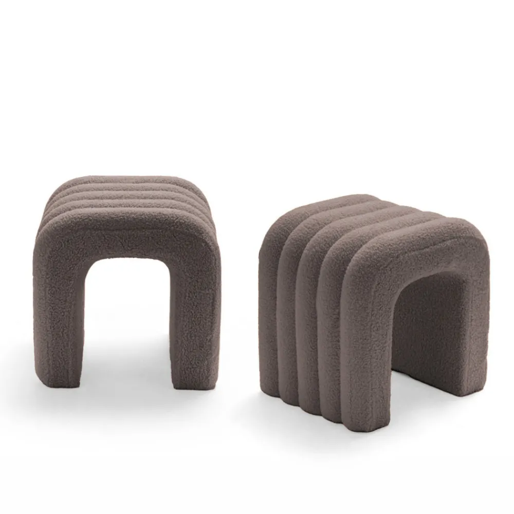 Drawer MUI Lot de 2 tabourets rembourrés en tissu bouclette