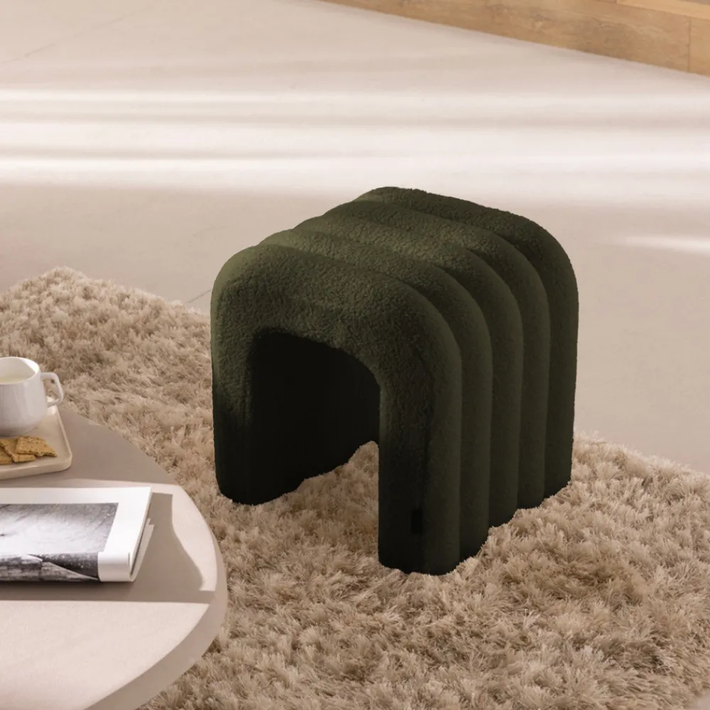 Drawer MUI Tabouret rembourré en tissu bouclette
