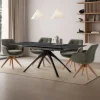 No name MYSTARA Table à manger extensible 6 à 8 personnes en céramique et métal 150-200x85cm