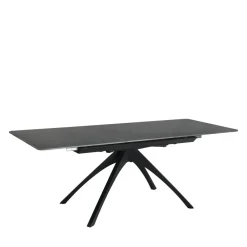 No name MYSTARA Table à manger extensible 6 à 8 personnes en céramique et métal 150-200x85cm