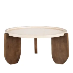 Drawer NADOR Table basse en marbre et bois massif ø80cm