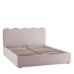 Drawer NAGOYA Lit coffre en tissu avec tête de lit ondulée 160x200cm