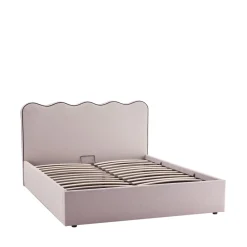 Drawer NAGOYA Lit coffre en tissu avec tête de lit ondulée 140x190cm
