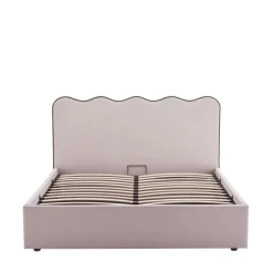 Drawer NAGOYA Lit coffre en tissu avec tête de lit ondulée 140x190cm