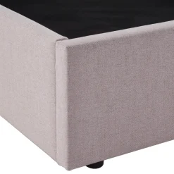 Drawer NAGOYA Lit coffre en tissu avec tête de lit ondulée 140x190cm