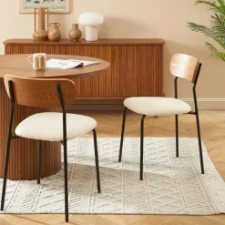 No name NALON Lot de 2 chaises en tissu bouclette et métal