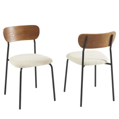 No name NALON Lot de 2 chaises en tissu bouclette et métal