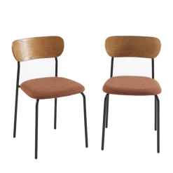 No name NALON Lot de 2 chaises en tissu bouclette et métal