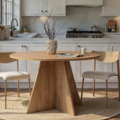 Drawer NARO Table à manger 4 personnes ronde en bois