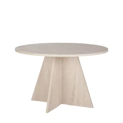 Drawer NARO Table à manger 4 personnes ronde effet travertin