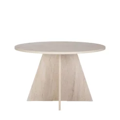 Drawer NARO Table à manger 4 personnes ronde effet travertin
