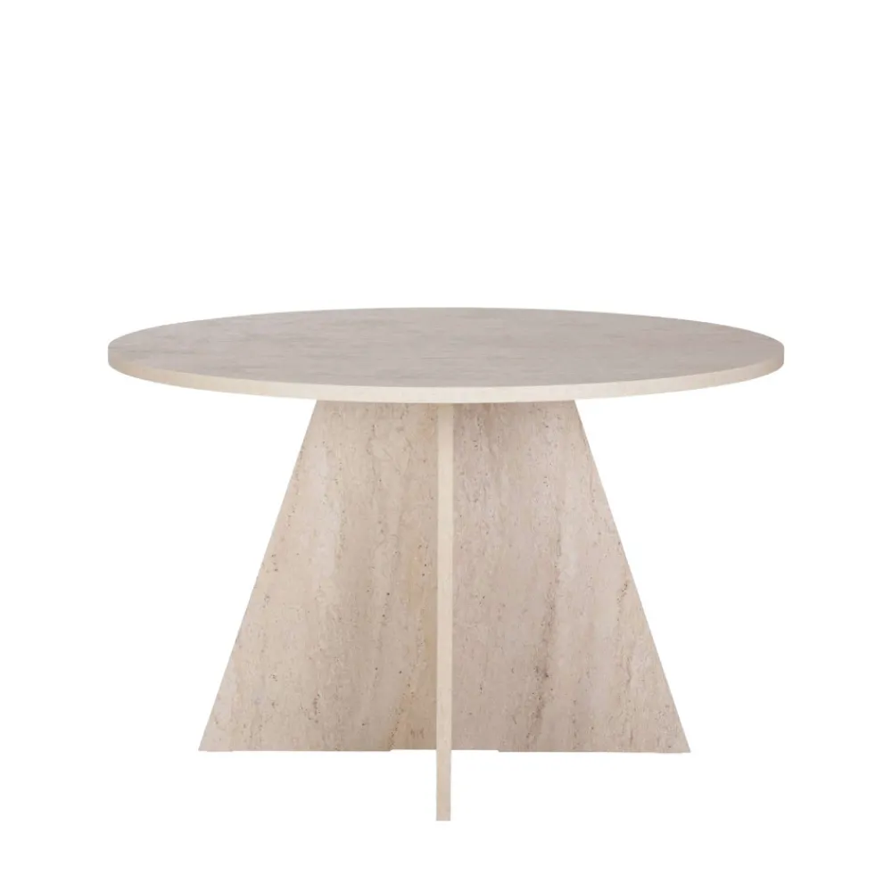 Drawer NARO Table à manger 4 personnes ronde effet travertin
