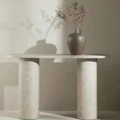 Venture Home NARVIK Console ovale effet marbre L130cm