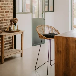 Drawer NAULU Tabouret de bar en rotin 76cm