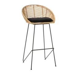 Drawer NAULU Tabouret de bar en rotin 76cm