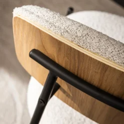 Drawer NELLY Lot de 2 chaises en tissu bouclette et métal