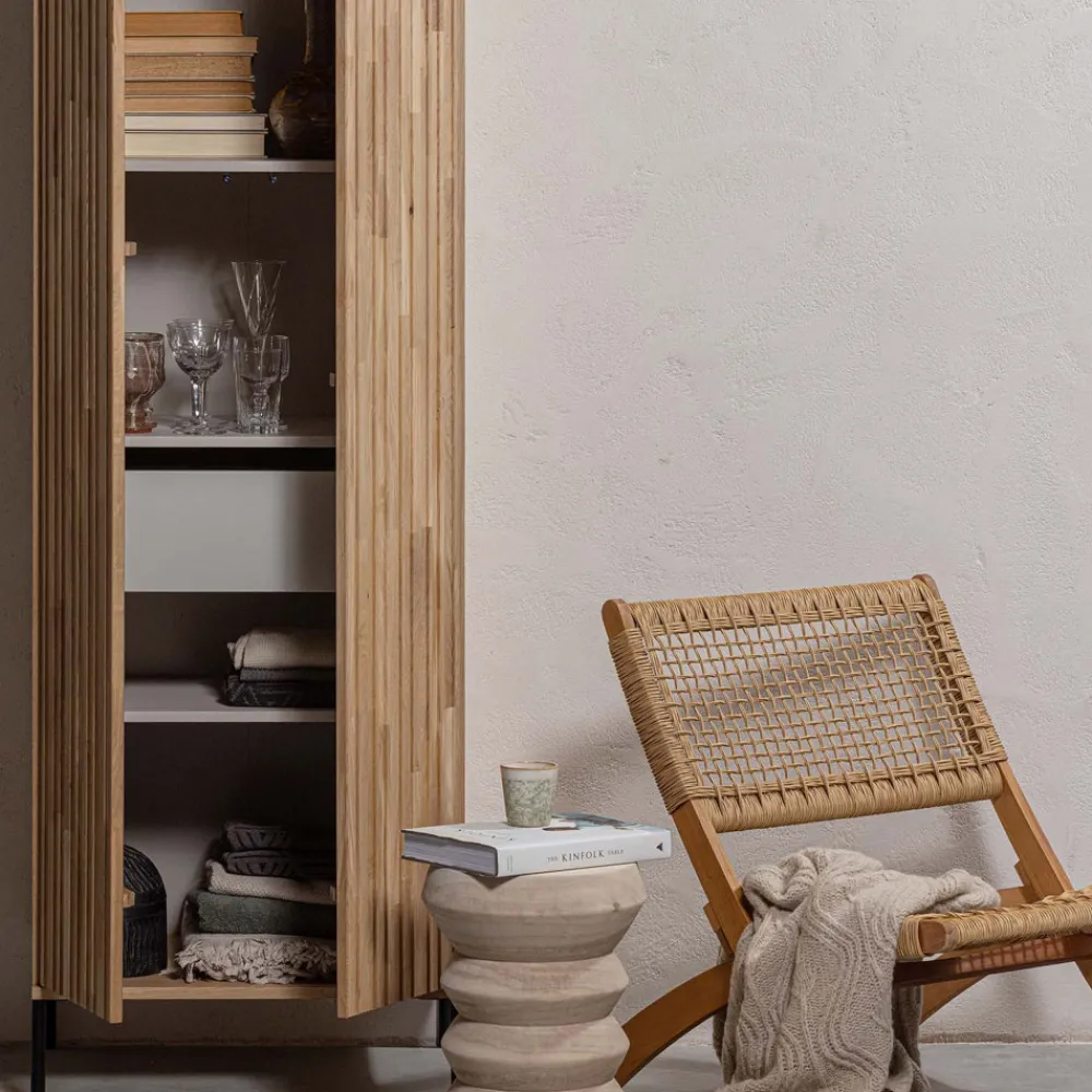 Woood NEW GRAVURE Colonne de rangement en bois 2 portes 1 tiroir H210cm