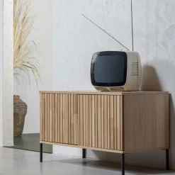 Woood NEW GRAVURE Meuble TV 2 portes en bois L100cm