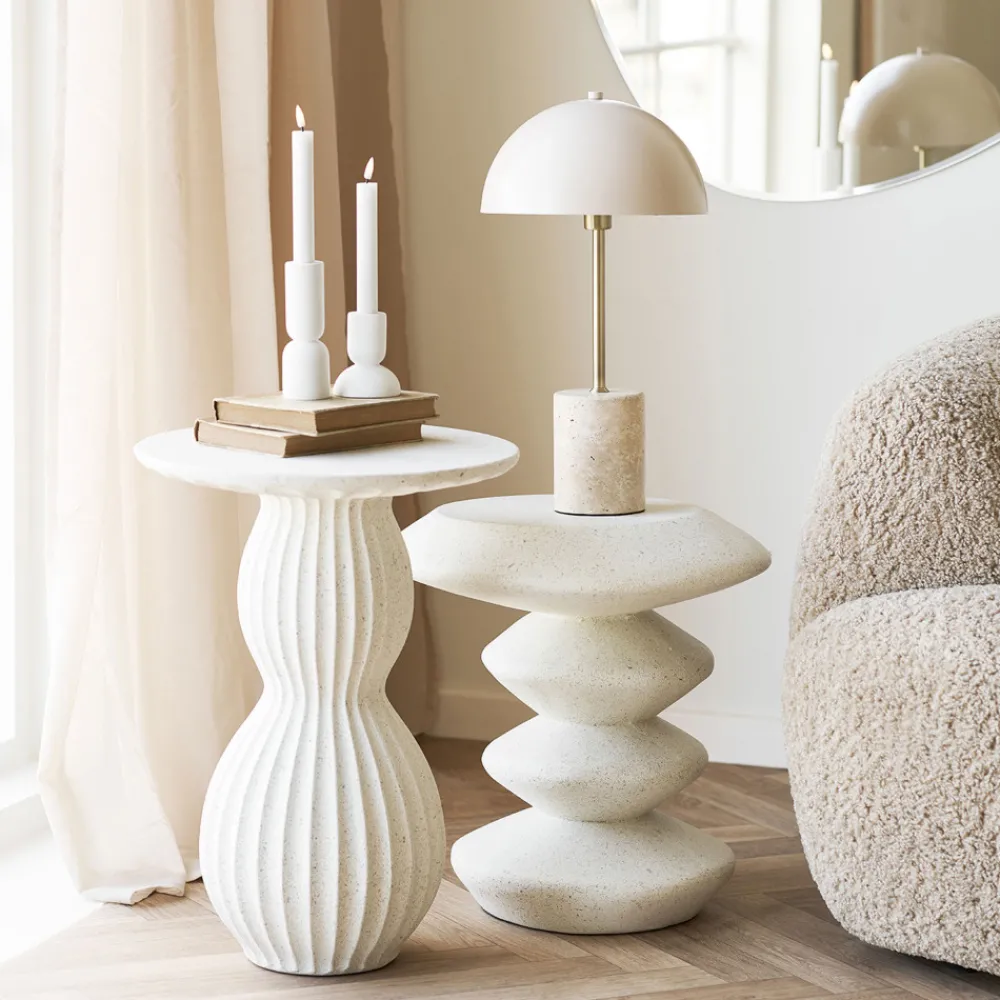 House Nordic NEWTOWN Table d'appoint ronde en fibre d'argile 40x40cm