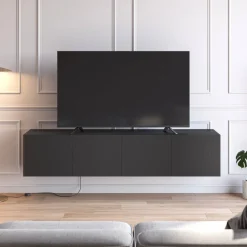 No name NEXA Meuble TV suspendu 4 portes en bois L180cm