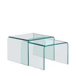 Drawer NIDO Lot de 2 tables basses gigognes en verre