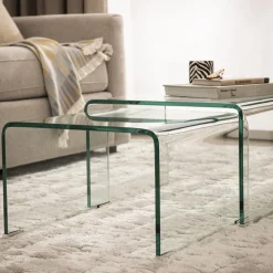 Drawer NIDO Lot de 2 tables basses gigognes en verre