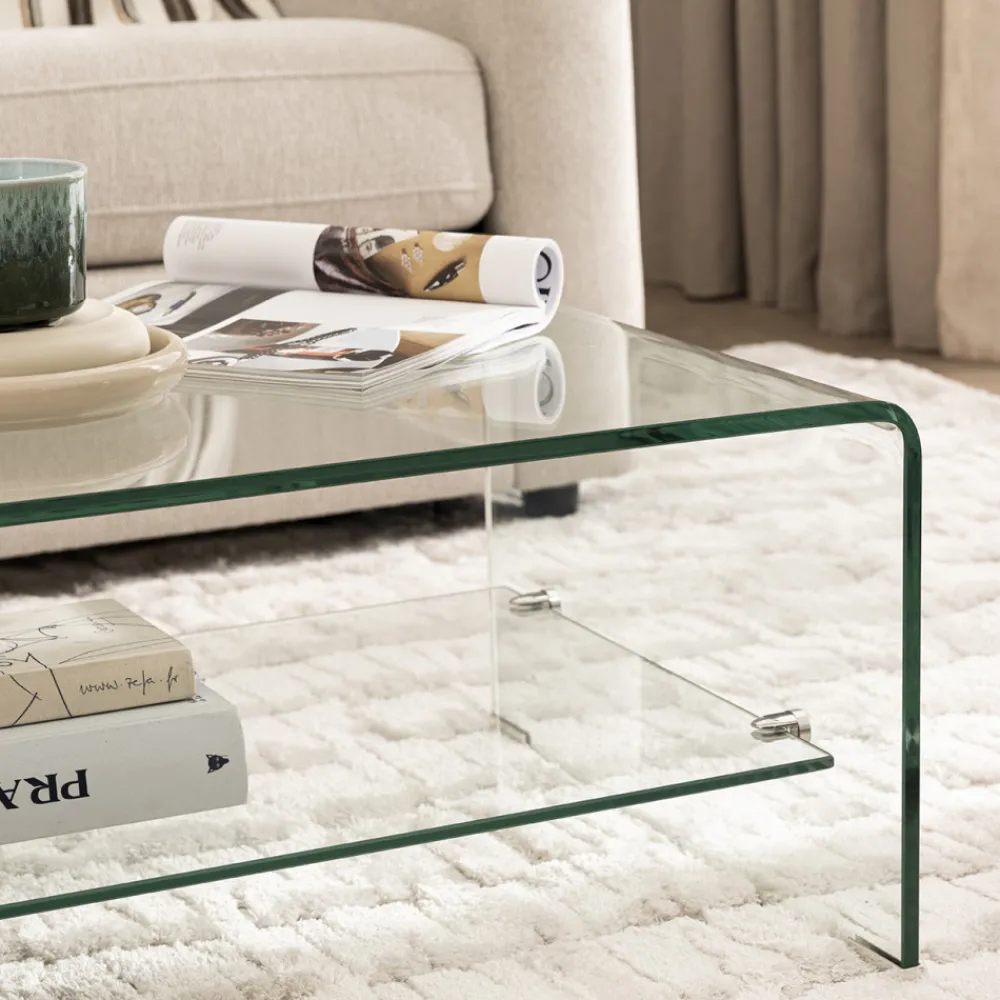 Drawer NIDO Table basse double plateau en verre L110cm