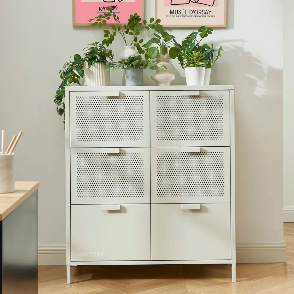 Pantone NINO Commode 6 tiroirs en métal L90cm