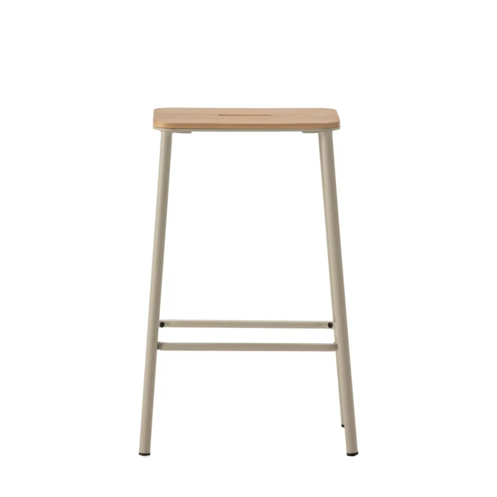 No name NOKI Lot de 2 tabourets de bar en bois et métal H65cm