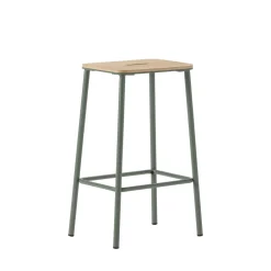 No name NOKI Lot de 2 tabourets de bar en bois et métal H65cm