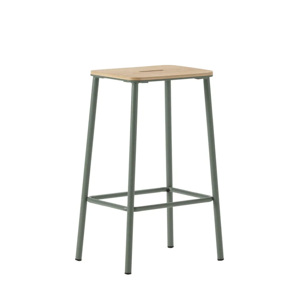 No name NOKI Lot de 2 tabourets de bar en bois et métal H65cm