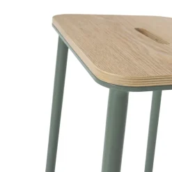 No name NOKI Lot de 2 tabourets de bar en bois et métal H65cm