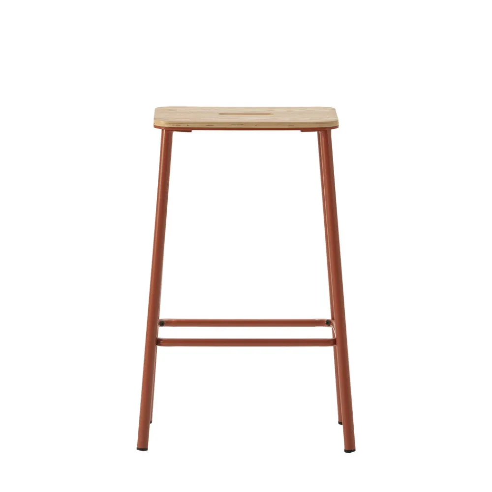 No name NOKI Lot de 2 tabourets de bar en bois et métal H65cm