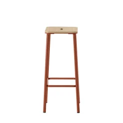 No name NOKI Lot de 2 tabourets de bar en bois et métal H65cm