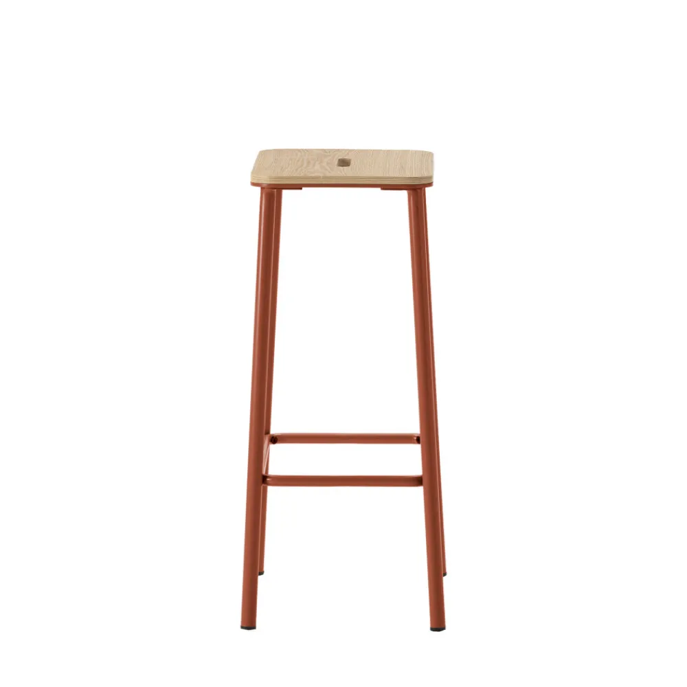 No name NOKI Lot de 2 tabourets de bar en bois et métal H65cm
