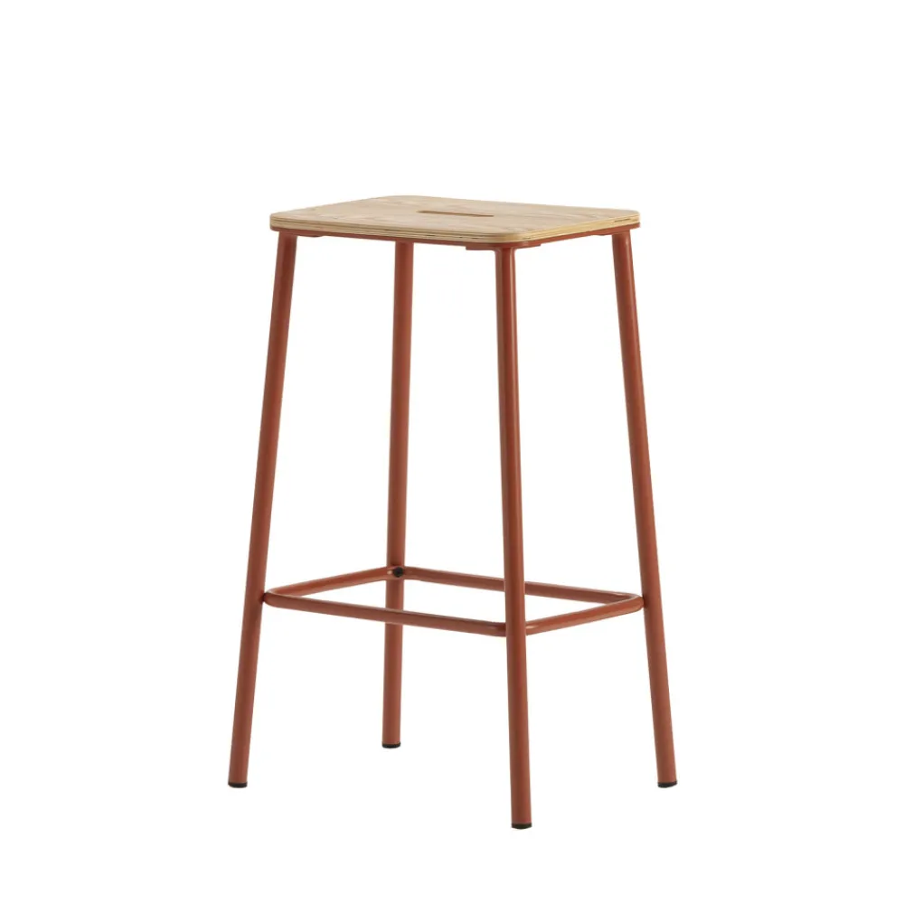 No name NOKI Lot de 2 tabourets de bar en bois et métal H65cm