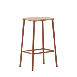 No name NOKI Lot de 2 tabourets de bar en bois et métal H65cm
