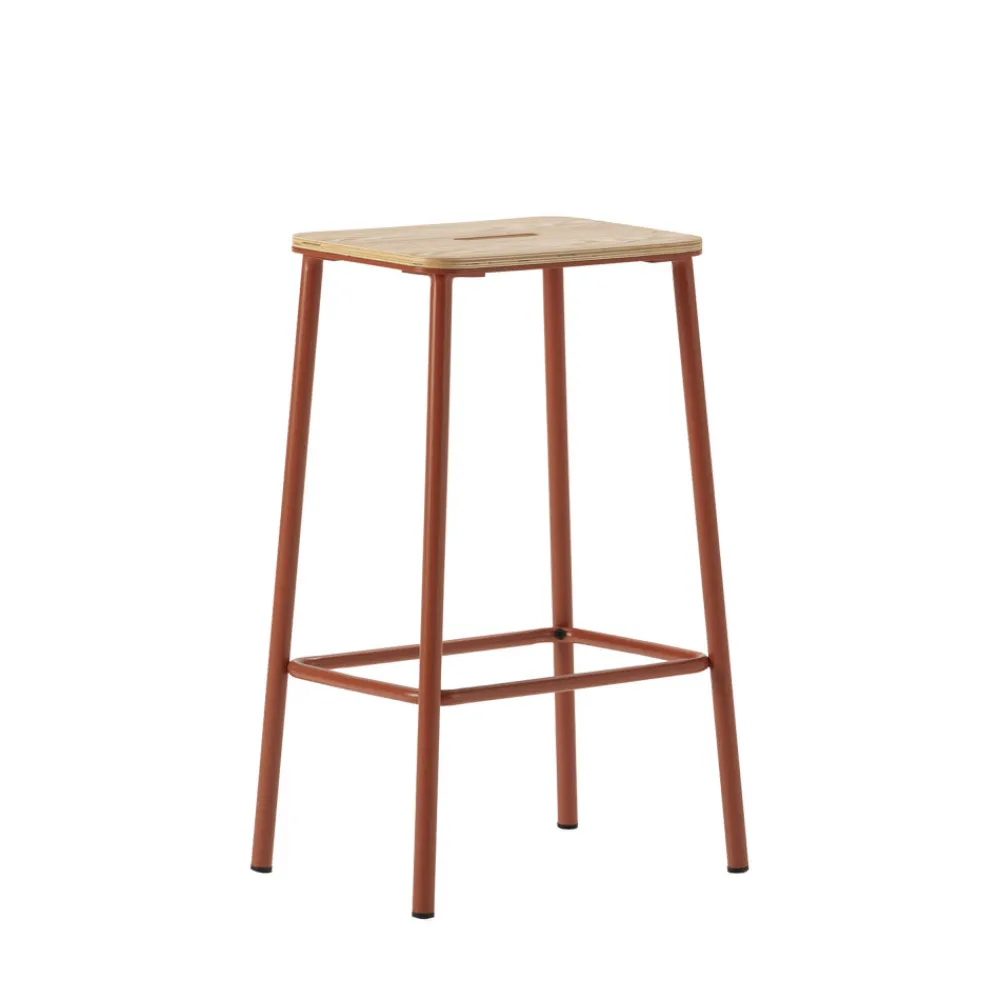 No name NOKI Lot de 2 tabourets de bar en bois et métal H65cm