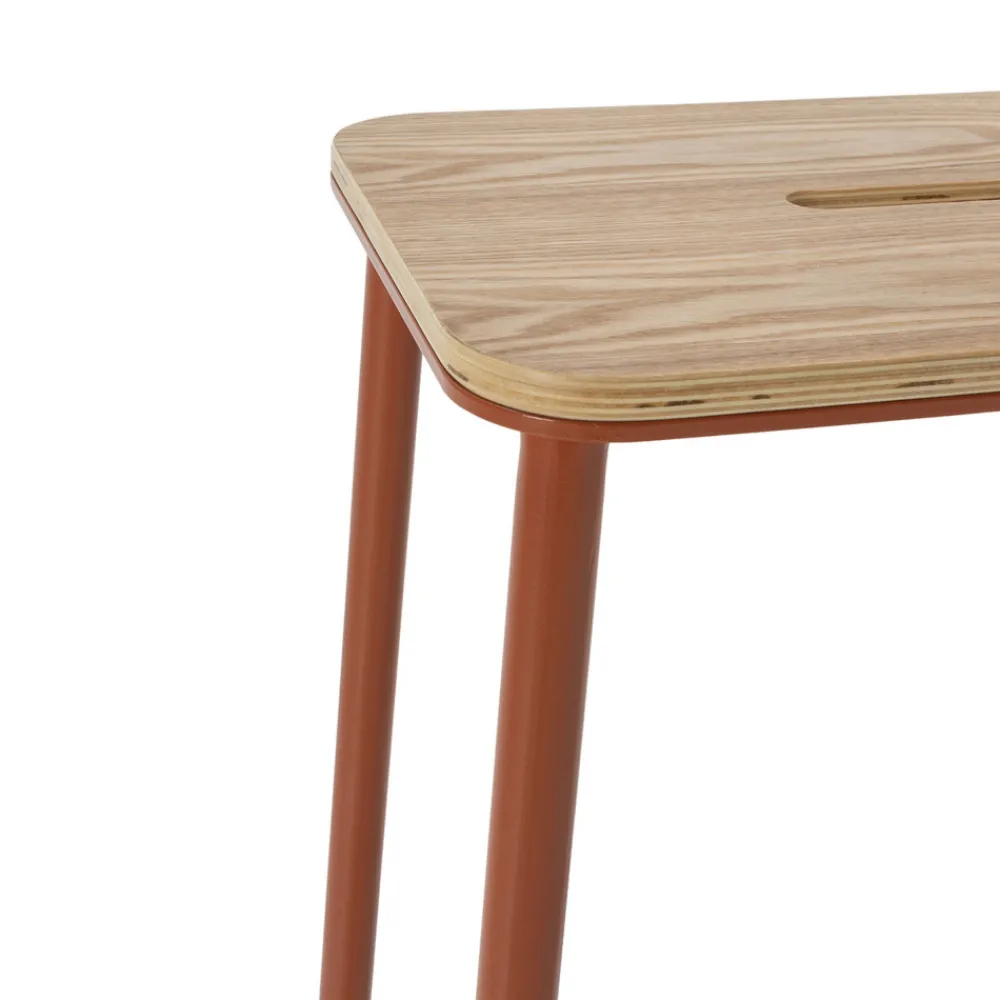 No name NOKI Lot de 2 tabourets de bar en bois et métal H65cm