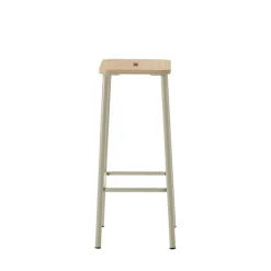 No name NOKI Lot de 2 tabourets de bar en bois et métal H65cm