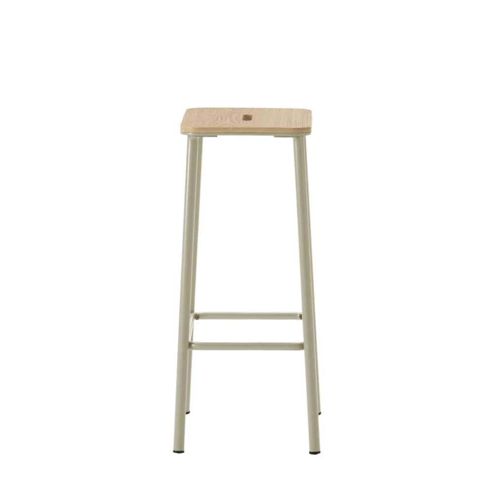 No name NOKI Lot de 2 tabourets de bar en bois et métal H65cm
