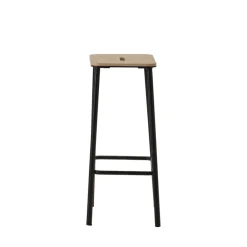 No name NOKI Lot de 2 tabourets de bar en bois et métal H65cm