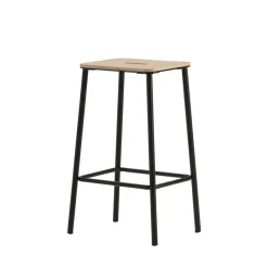 No name NOKI Lot de 2 tabourets de bar en bois et métal H65cm