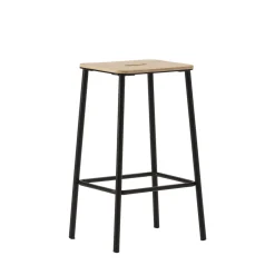 No name NOKI Lot de 2 tabourets de bar en bois et métal H65cm