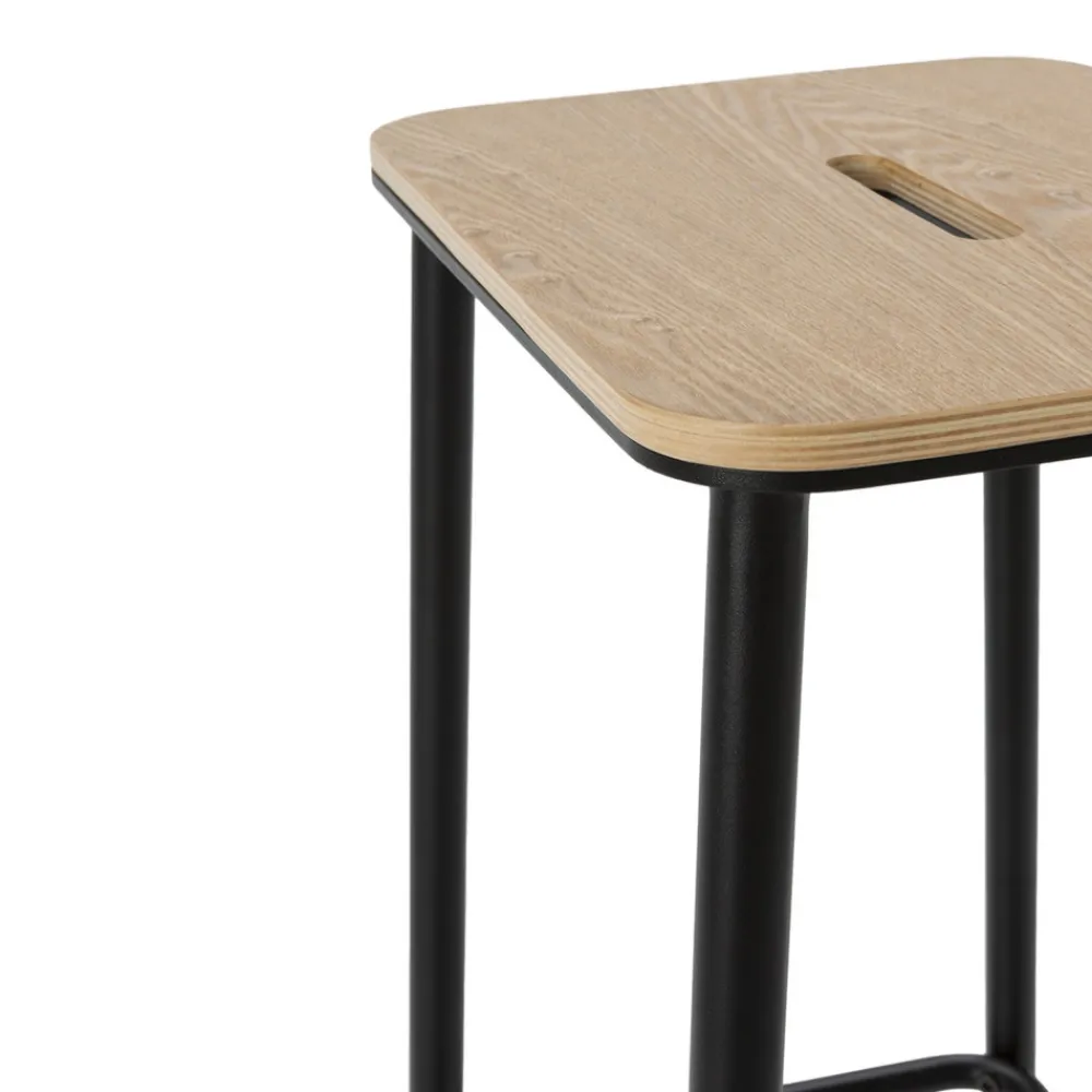 No name NOKI Lot de 2 tabourets de bar en bois et métal H65cm