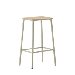 No name NOKI Lot de 2 tabourets de bar en bois et métal H65cm