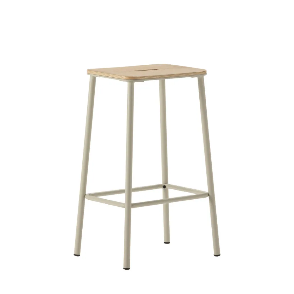 No name NOKI Lot de 2 tabourets de bar en bois et métal H65cm