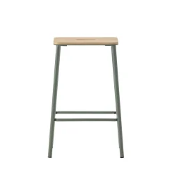 No name NOKI Lot de 2 tabourets de bar en bois et métal H65cm