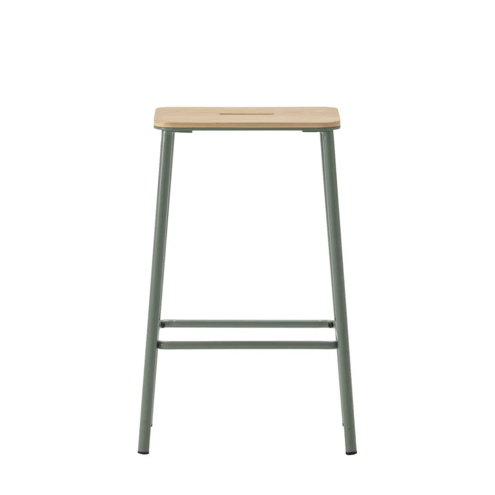 No name NOKI Lot de 2 tabourets de bar en bois et métal H65cm