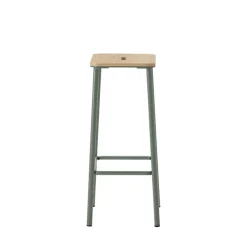 No name NOKI Lot de 2 tabourets de bar en bois et métal H65cm